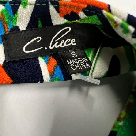 C Luce Women's Sleeveless A-Line Dress Lime/Multi Cut Out Back Size Small - Picture 8 of 9